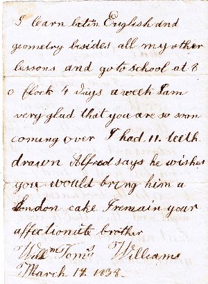 Tom's letter to Sydney, 1838 (page 2)