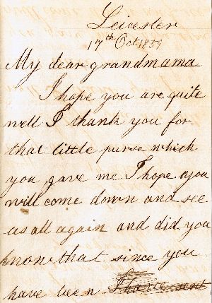 Harry's letter to his grandmother, 1859 (page 1)